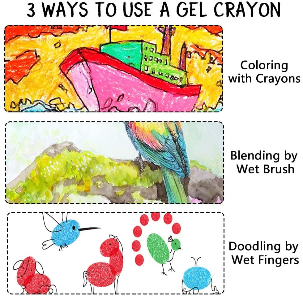 24 Colors Gel Crayons , Shuttle Art Non-Toxic Twistable Crayons Set for Coloring, Crayon-Pastel-Watercolor Effect, Ideal for Paper