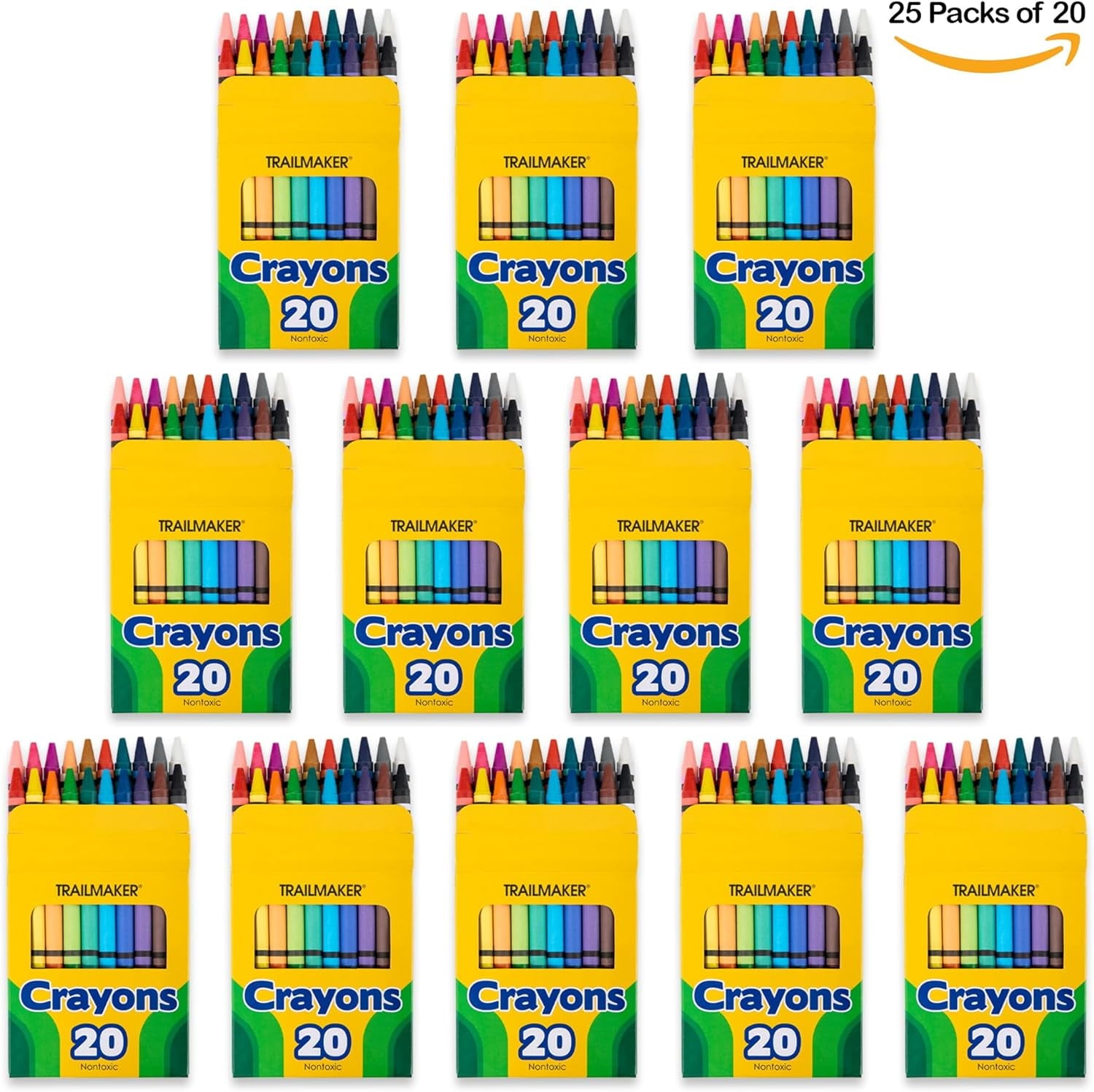 25 Pack of Crayons Containing 20 Crayons Per Box for Coloring - 500 Count Crayons Total